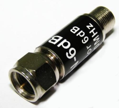 F Plug to Jack Attenuator 6DB